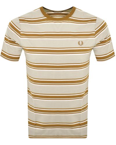 Fred Perry Stripe T Shirt - Natural