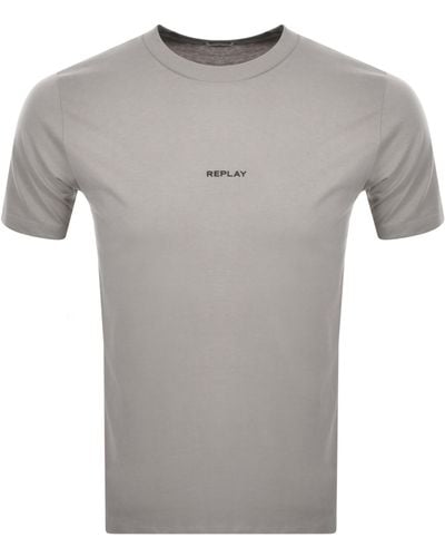 Replay Logo Crew Neck T Shirt - Grey