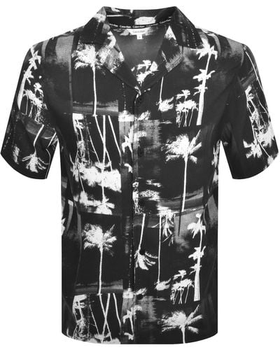 Calvin Klein Resort Print Short Sleeved Shirt - Black