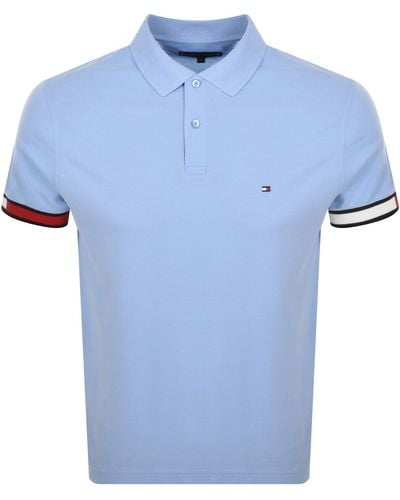 Tommy Hilfiger Flag Cuff Polo T Shirt - Blue