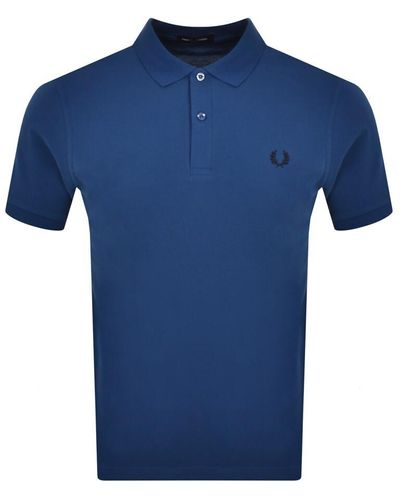 Fred Perry Plain Polo T Shirt - Blue