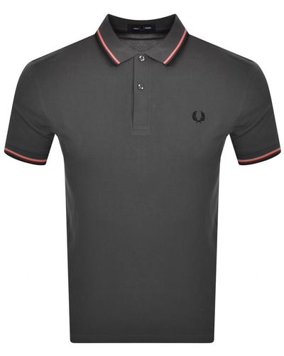 Fred Perry Twin Tipped Polo T Shirt - Grey