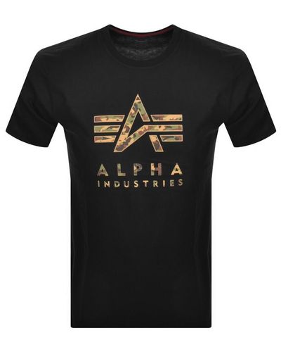 Alpha Industries Logo Camo T Shirt - Black