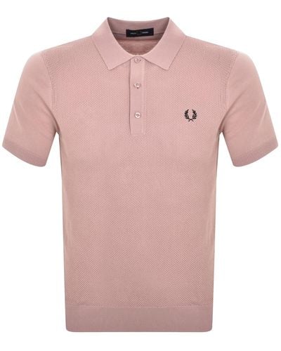 Fred Perry Knitted Polo T Shirt - Pink