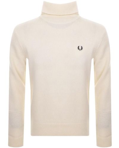 Fred Perry Roll Neck Knit Jumper - White