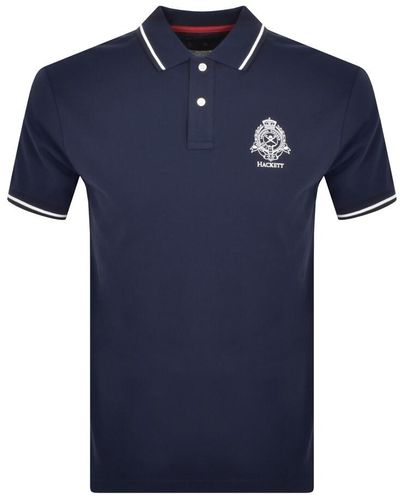 Hackett Heritage Logo Polo T Shirt - Blue