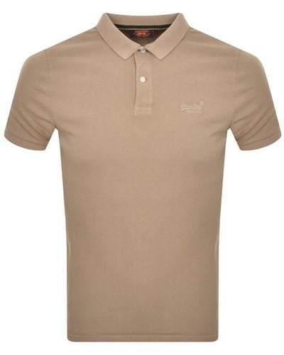 Superdry Short Sleeved Polo T Shirt - Natural