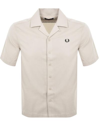 Fred Perry Pique Textured Collar Shirt - Natural