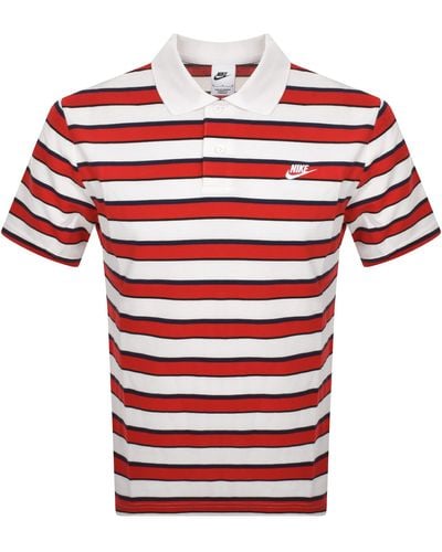 Nike Stripe Polo T Shirt Off - Red