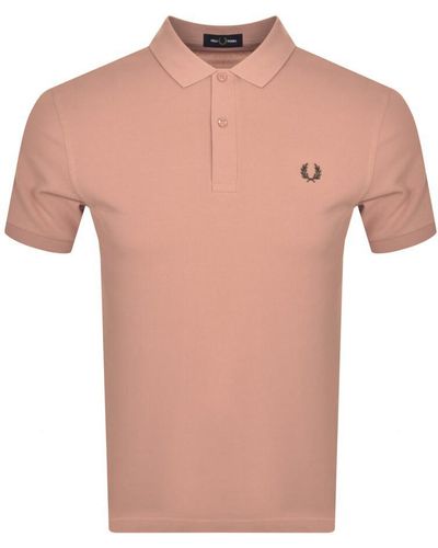 Fred Perry Plain Polo T Shirt Rust - Pink