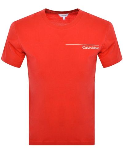 Calvin Klein Crew Neck Logo T Shirt - Red