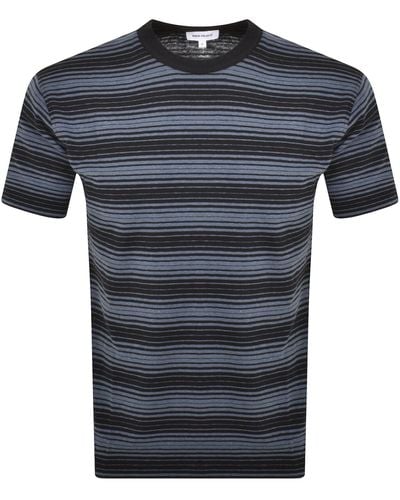 Norse Projects Johannes Spaced Stripe T Shirt - Blue
