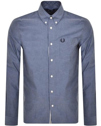 Fred Perry Button Down Long Sleeve Shirt - Blue