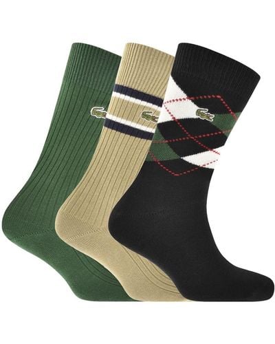Lacoste Logo Triple Pack Socks - Green