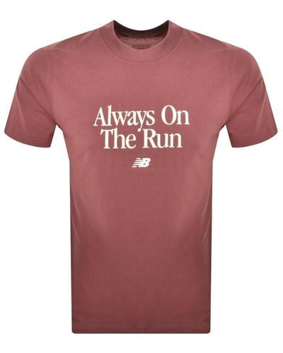 New Balance Run Slogan T Shirt - Pink