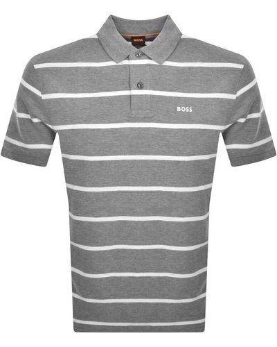 BOSS Boss Pales Stripe Polo T Shirt - Gray