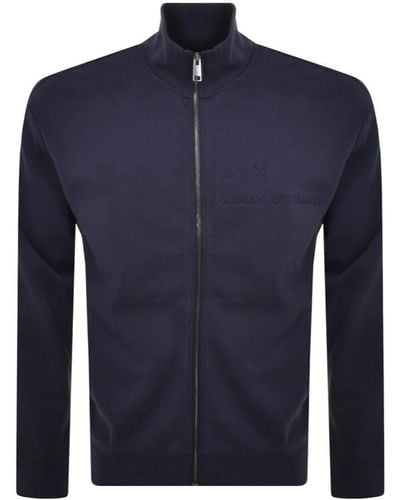 Armani Exchange Full Zip Logo Sweatshirt - Blue