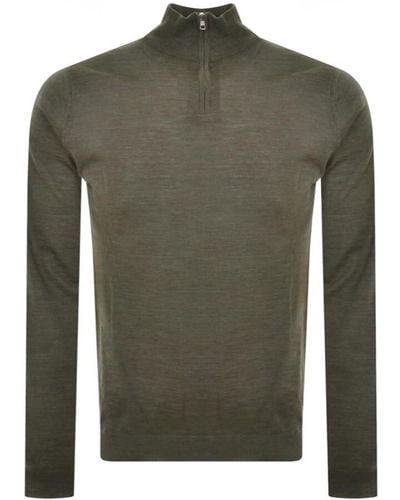Oliver Sweeney Curragh Half Zip Knit Sweater - Green