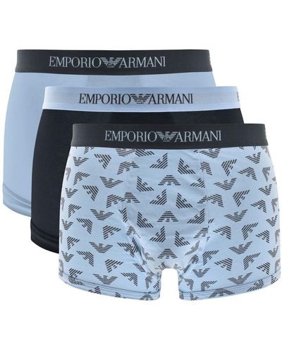 Armani Emporio Underwear Three Pack Trunks - Blue