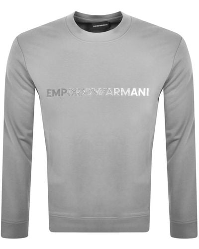 Armani Emporio Crew Neck Logo Sweatshirt - Gray