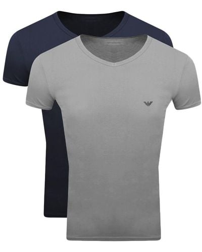 Armani Emporio 2 Pack Lounge T Shirts - Blue