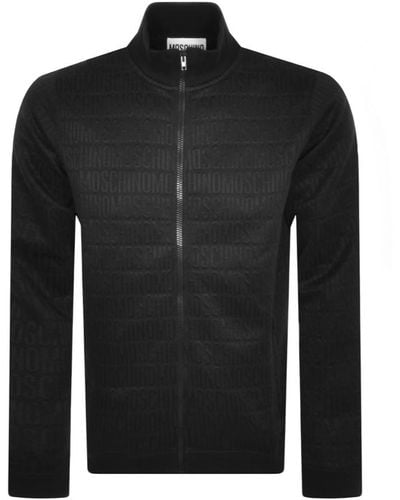 Moschino Repeat Logo Full Zip Sweatshirt - Black