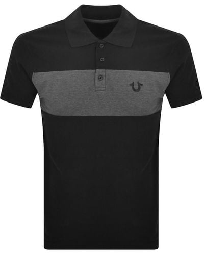 True Religion Color Block Polo T Shirt - Black