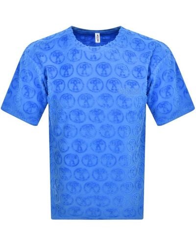 Moschino Swim Towelling Logo T Shirt - Blue
