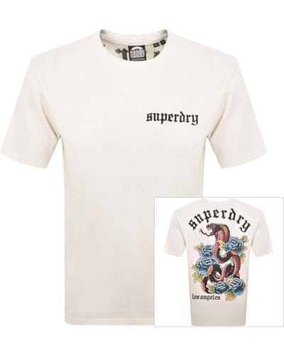 Superdry Short Sleeved Tattoo T Shirt - White