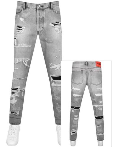 HUGO 634 Tapered Fit Light Wash Jeans - Grey
