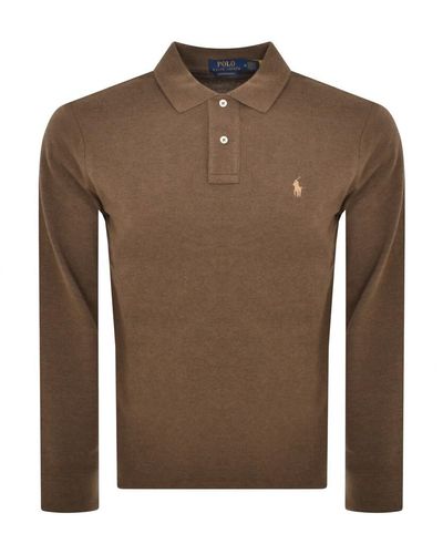 Ralph Lauren Long Sleeved Polo T Shirt - Brown