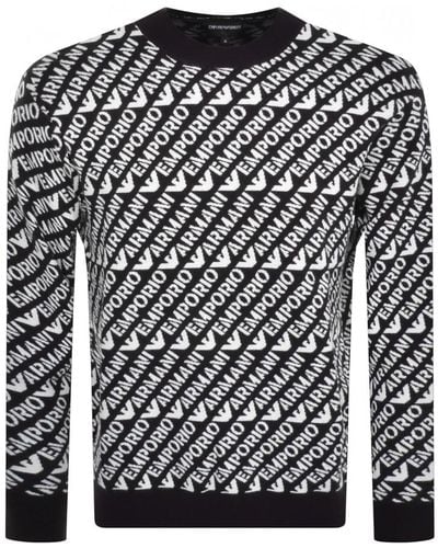 Armani Emporio Logo Knit Sweater - Black