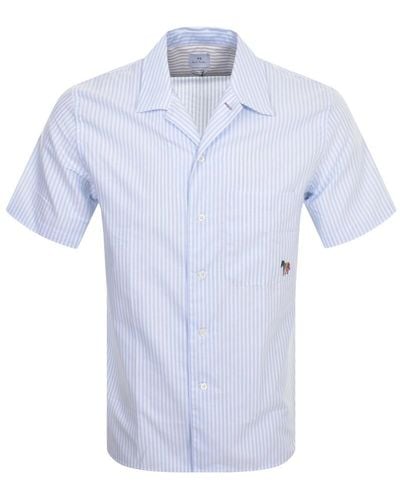 Paul Smith Stripe Short Sleeved Shirt - Blue