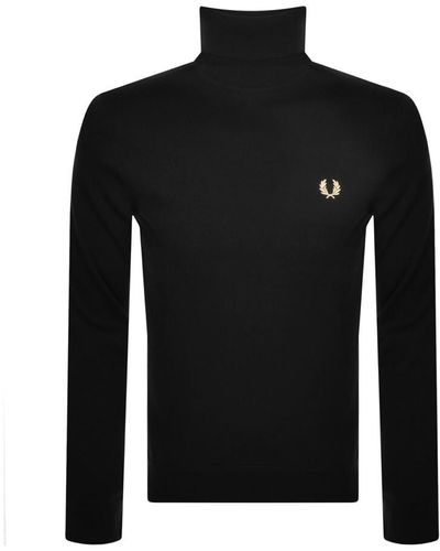 Fred Perry Roll Neck Knit Jumper - Black