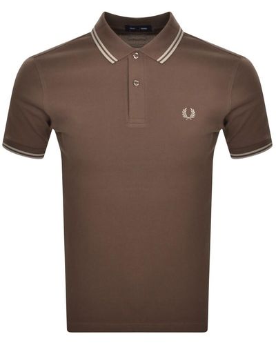 Fred Perry Twin Tipped Polo T Shirt - Brown
