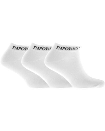 Armani Emporio Three Pack Trainer Socks - White