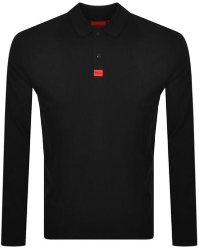 HUGO Deresolo 222 Long Sleeve Polo T Shirt - Black