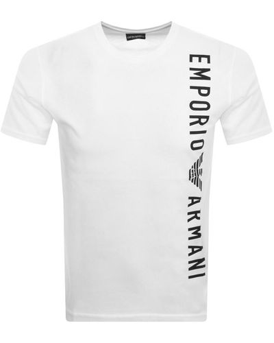 Armani Emporio Logo T Shirt Blue - White