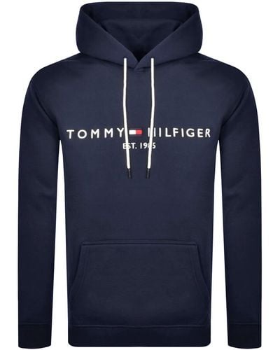 Tommy Hilfiger Logo Pullover Hoodie - Blue