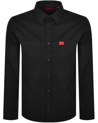 HUGO Long Sleeved Egrin Shirt - Black