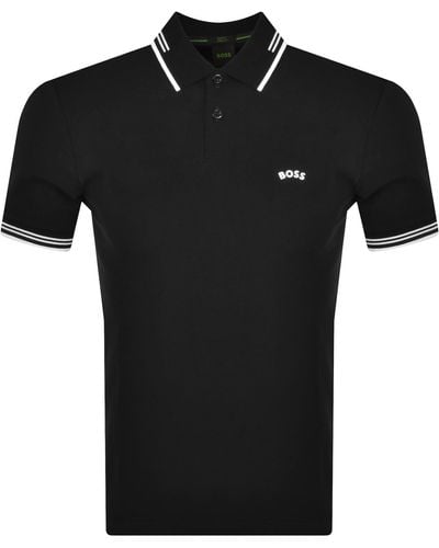 BOSS Boss Paul Curved Polo T Shirt - Black