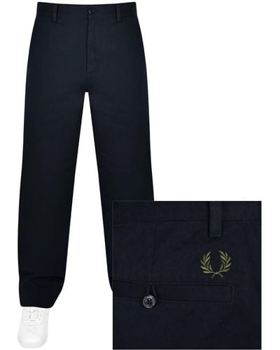 Fred Perry Straight Leg Twill Pants - Blue