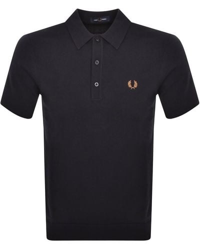 Fred Perry Knitted Polo T Shirt - Blue