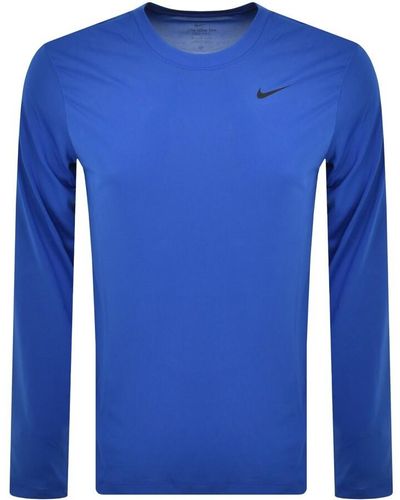 Nike Training Long Sleeve Logo T Shirt - Blue