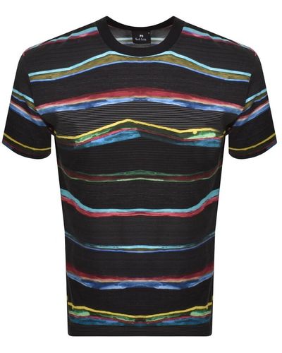 Paul Smith Stripe T Shirt - Black