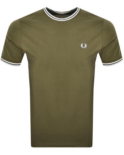 Fred Perry Twin Tipped T Shirt - Green