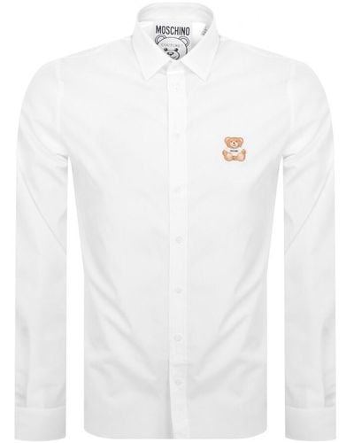 Moschino Long Sleeve Teddy Patch Shirt - White