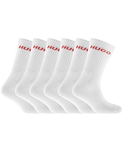 HUGO 6 Pack Logo Socks - White