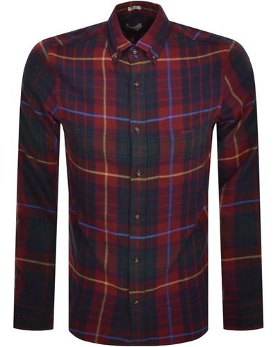 GANT Check Flannel Check Long Sleeved Shirt - Red