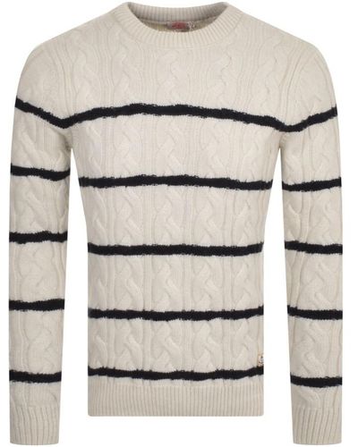 Armor Lux Stripe Knit Sweater Navy - White